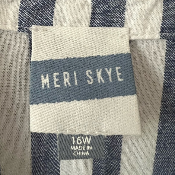 Meri Skye Linen Blend Striped Shirt Dress - Picture 4 of 8
